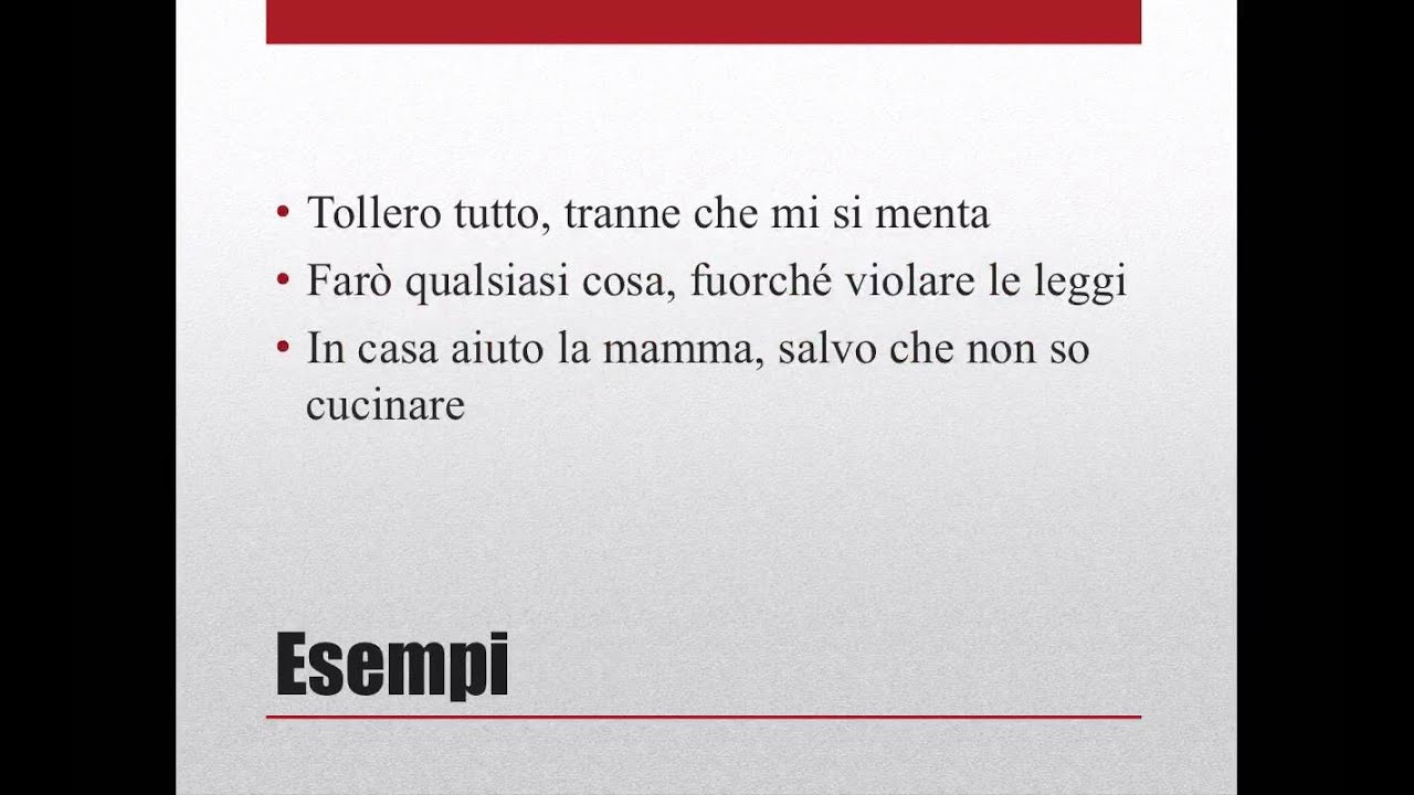 La proposizione eccettuativa