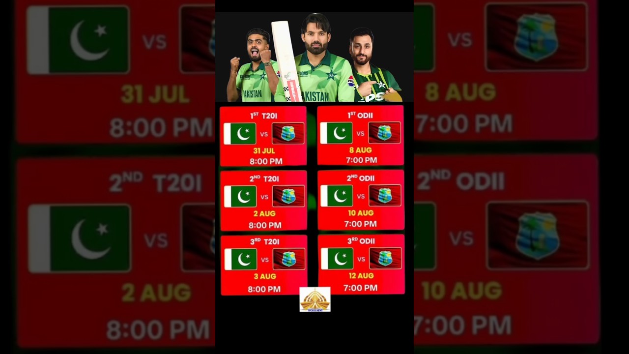 PAK vs West Indies 2025 Series Schedule Revealed | Full T20, ODI & Test Fixtures