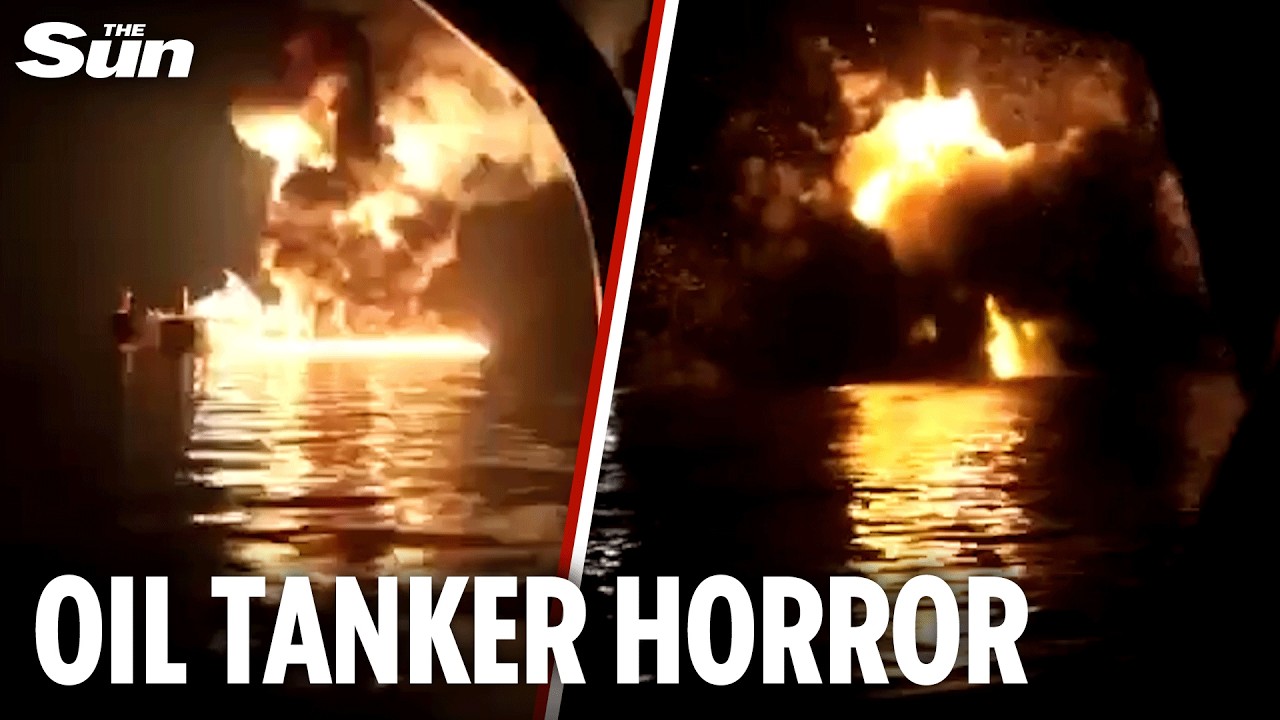 Moment Iranian drone wipes out tanker in the Gulf as oil prices soar