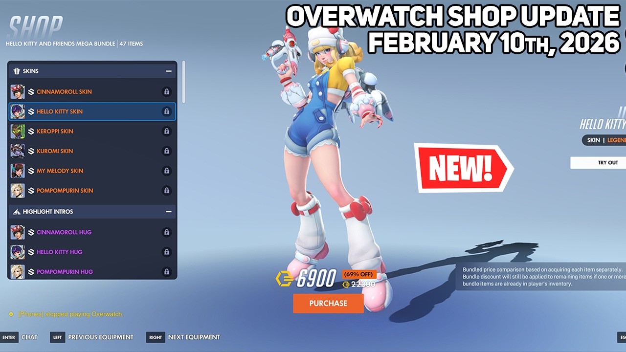 *НОВИНКА* МИФИЧЕСКИЙ ПРЕДМЕТ HELLO KITTY И MERCY! Обновление магазина Overwatch [10 февраля 2026 г.]