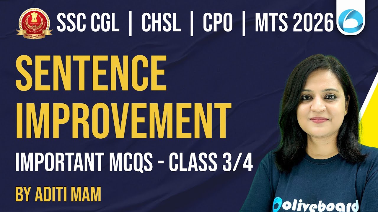 SSC CGL CHSL CPO MTS Sentence Improvement 2026 | Important MCQs | English Part 3 | Oliveboard