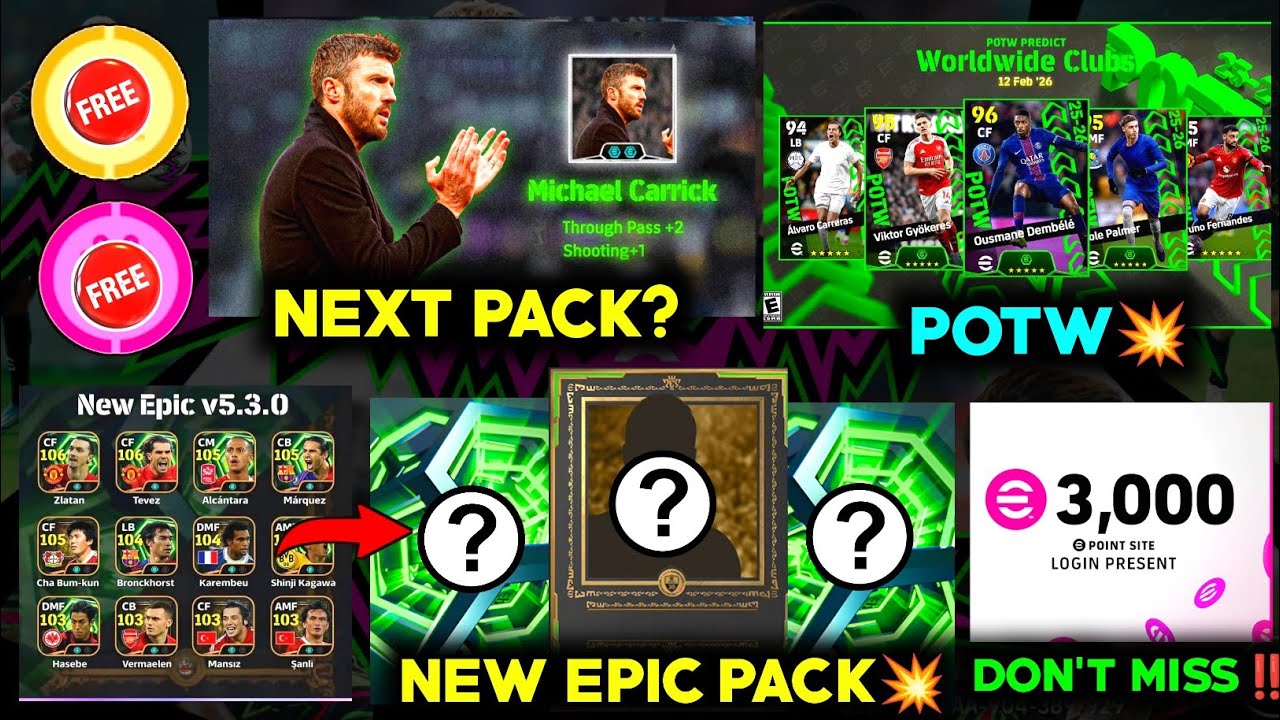 Free coins & free try tomorrow 💥 | New pack coming ✅ | Potw players💥 | Next manager pack? |Efootball