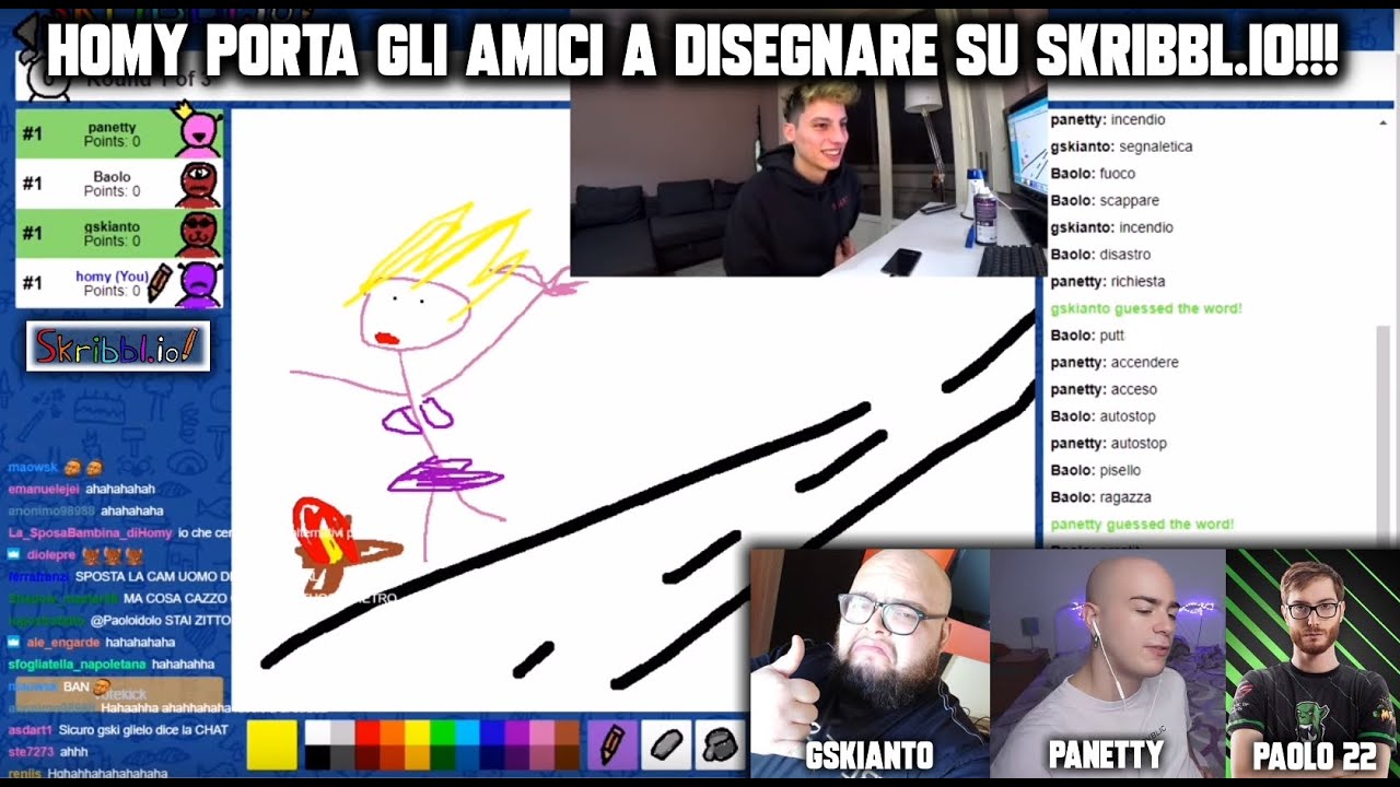 HOMY PORTA GLI AMICI A DISEGNARE SU SKRIBBL.IO!!! w/ Paolo Cannone, Panetty e Gskianto