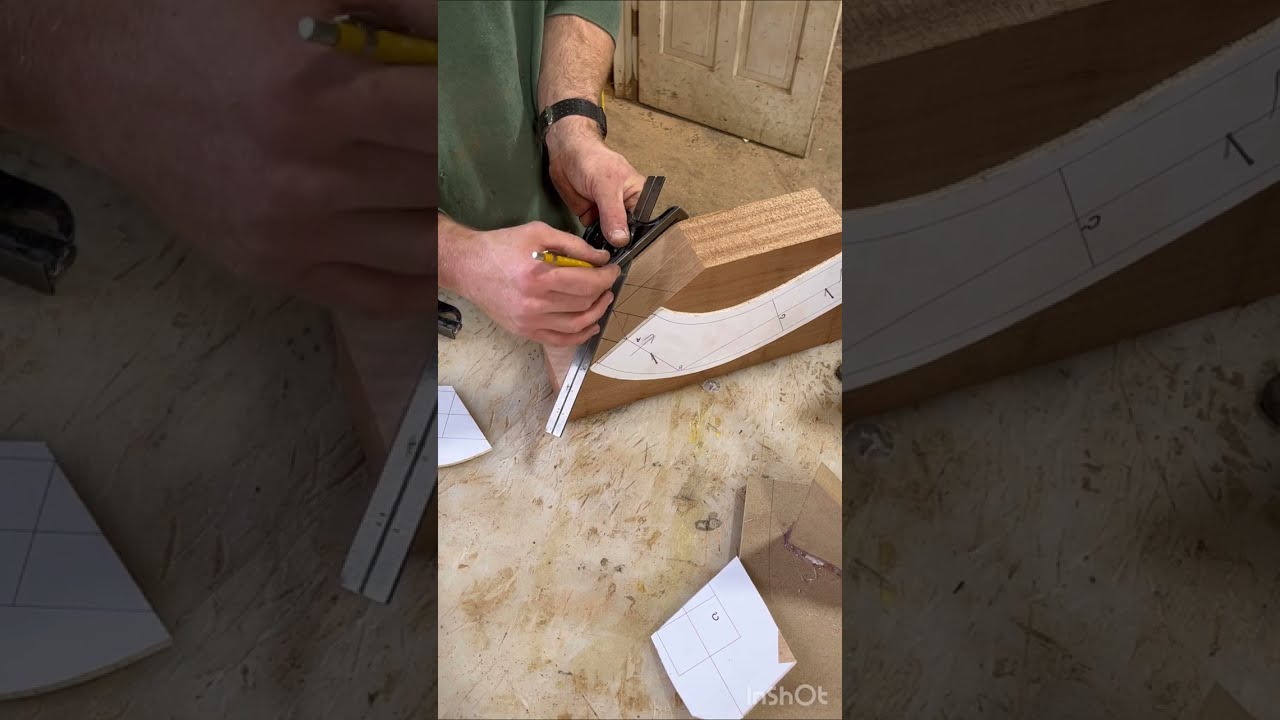 Full layout, cutting, carving, and finished handrail wreath, silent video! 2-1/2 min #woodworking