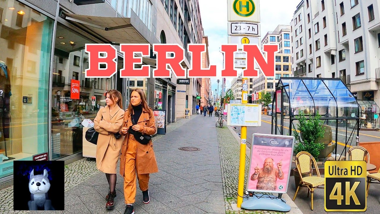 Прогулки по Германии 🇩🇪. Пешеходная экскурсия по Берлину. Прогулка по Жандарменмаркт, Берлин. 4K 60