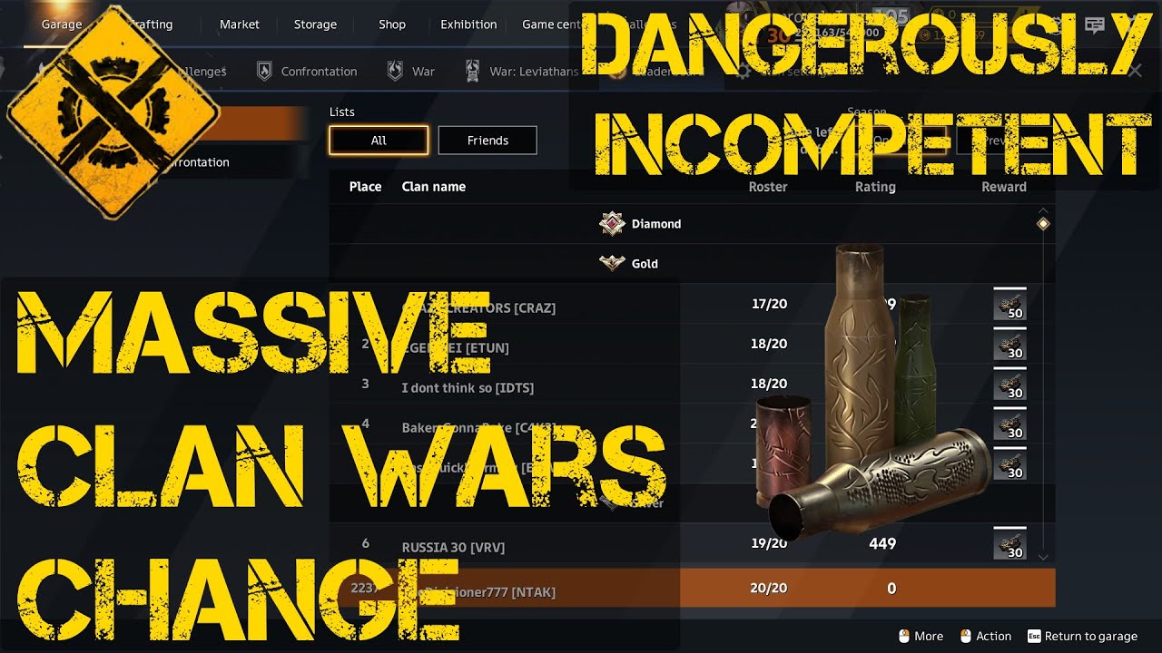 Crossout Massive Clan Wars Change