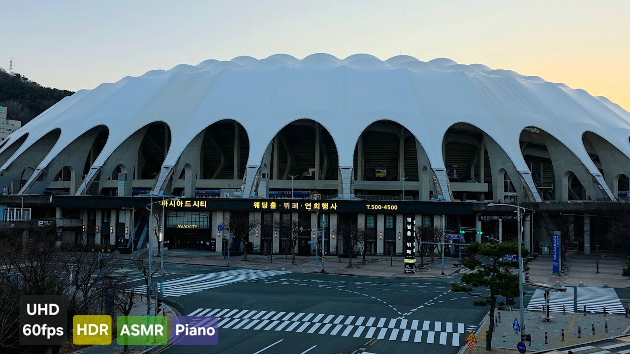 Sunset Walk at Busan Asiad Stadium | BTS Concert Venue 2026 | ASMR + Piano | 부산 산책 | 釜山 夕暮れ散歩