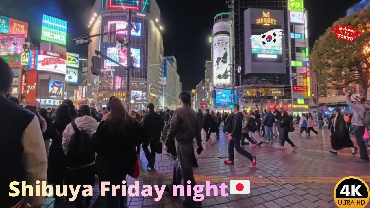 Tokyo Friday Night Walk in Shibuya Crossing 🇯🇵 (4K Real Sound)