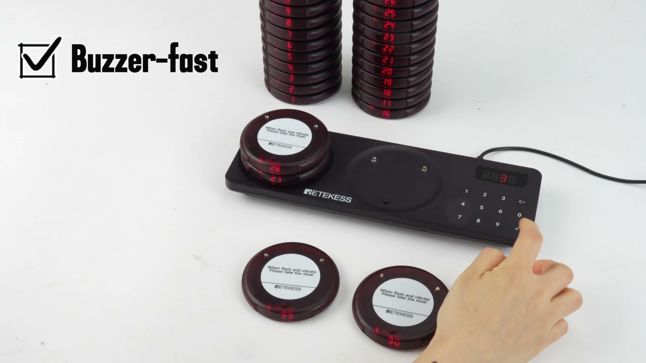 Retekess TD163 Coaster Restaurant Pager with 30 Pagers Large Capacity Paging System #retekess