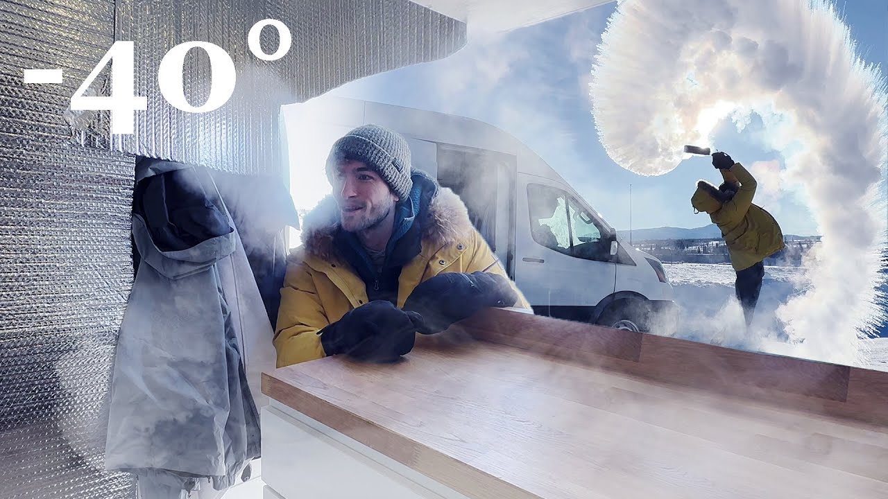 -40 градусов экстремального холода: выживание в фургоне! | Зимний кемпинг, жизнь в фургоне при эк...