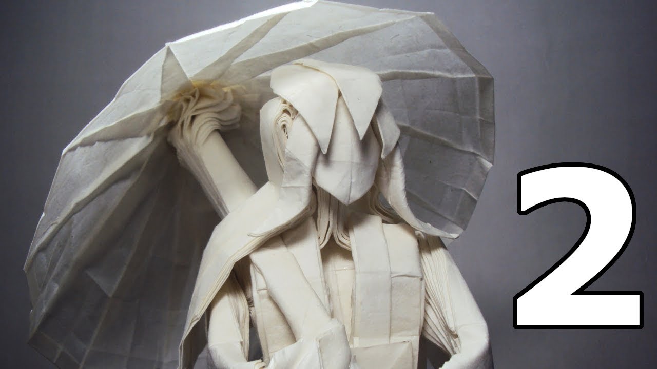 Origami Walking In The Rain Tutorial (Obelisk 晓 陈 ) #2/2 Shaping