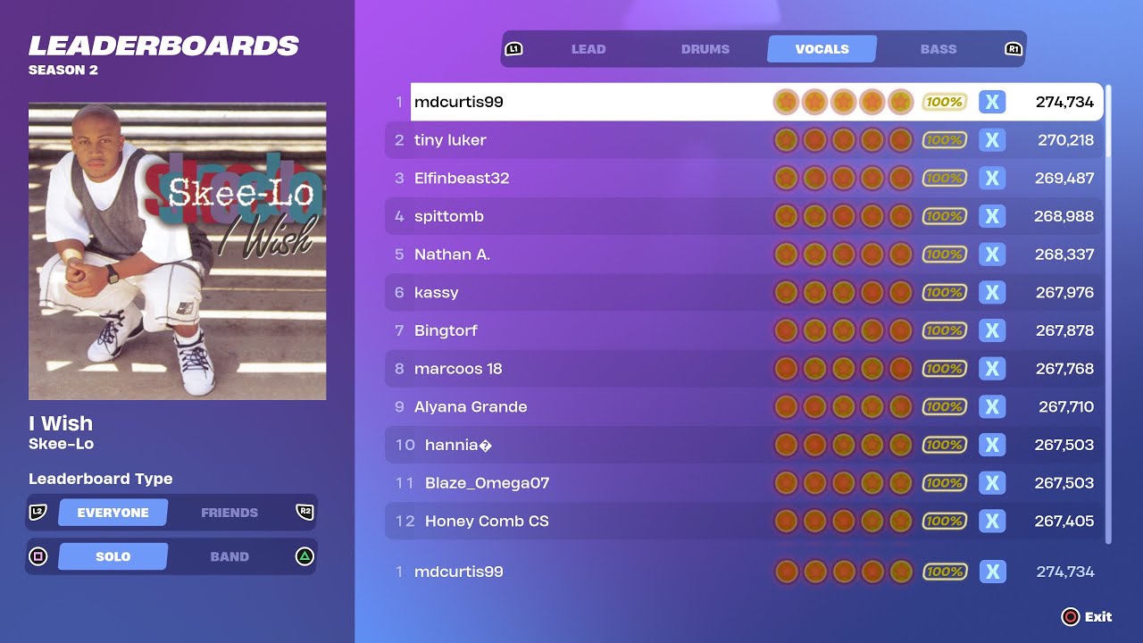 [Fortnite Festival S2] I Wish Expert Vocals 100% FC World Record