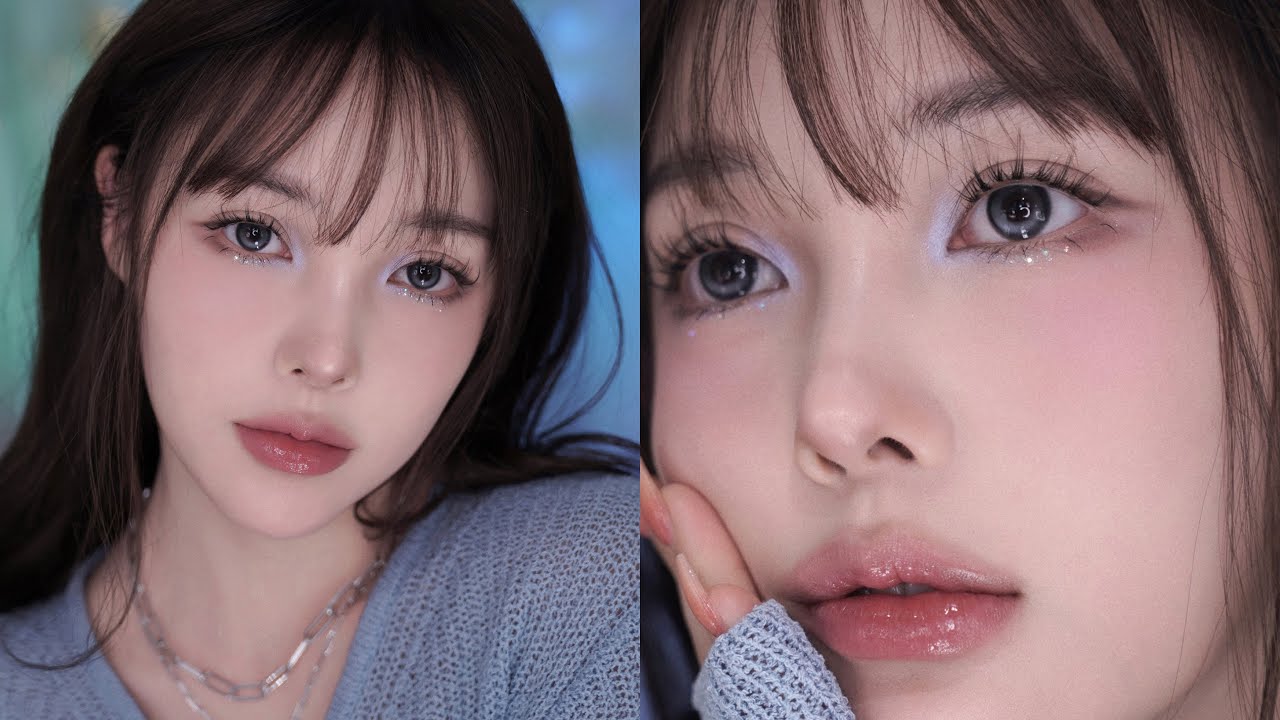 🐬청량하고 퓨어하게! 가벼운 블루 글리터 메이크업💙Pure & Refreshing Sky Blue Glitter Makeup