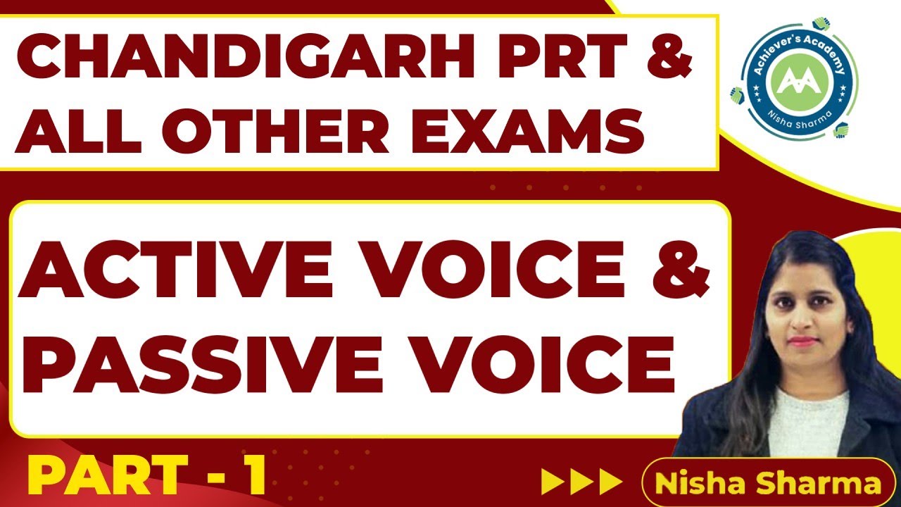 Active Voice Passive Voice Part-1 English Grammar For All Exams ||  By Nisha Sharma  Tgt pgt EMRS |