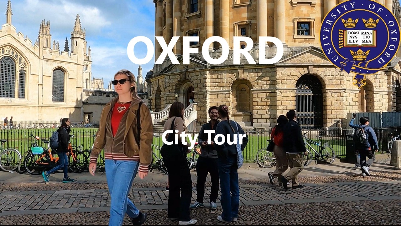 Oxford University walking Tour in old town in 4k video