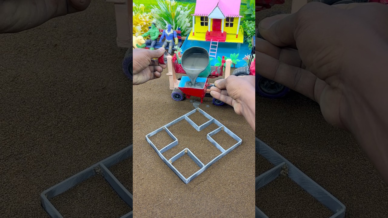 😱🔥Mini Tractor Cement Pillar Making Machine | Amazing DIY Real Working Construction Build #shorts