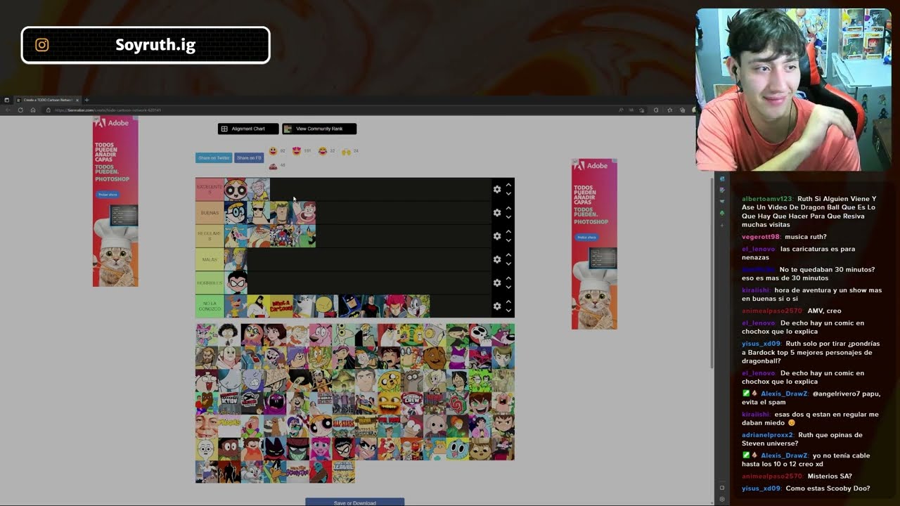 RUTH HACE UNA TIER LIST DE CARTOON NETWORK