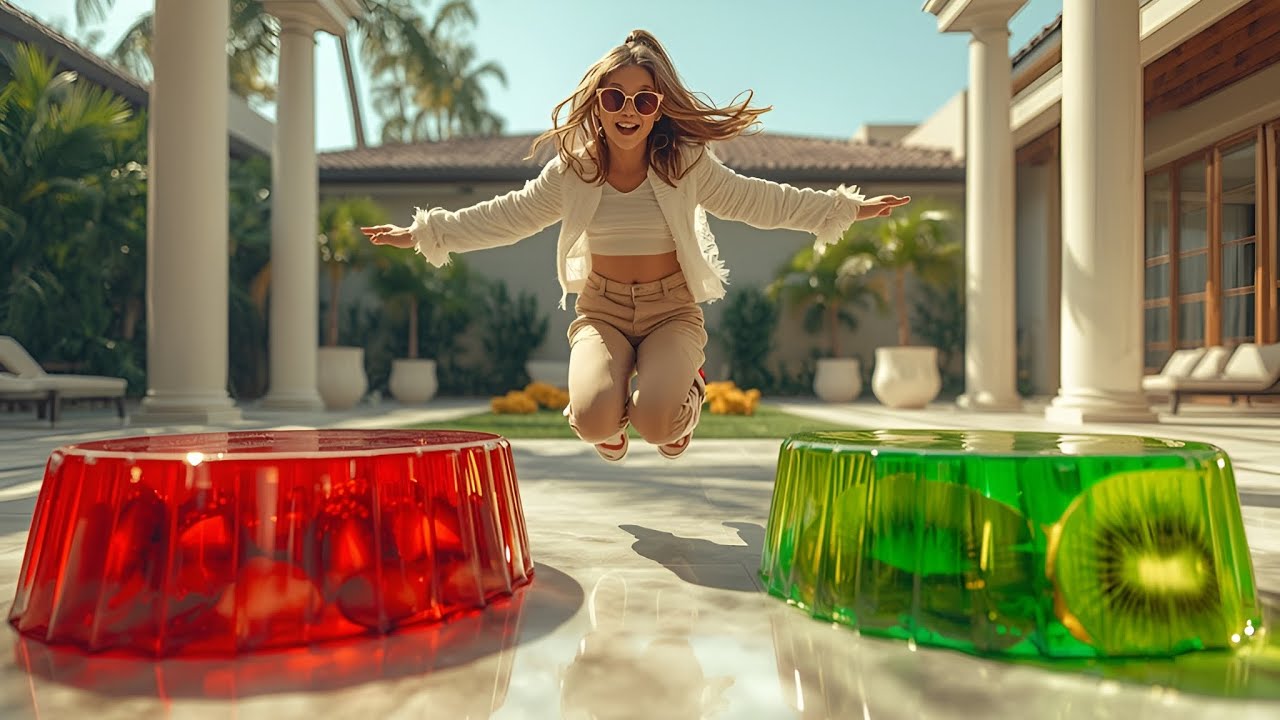 I Jumped on a Strawberry & Kiwi Jelly Bed in a Luxury Hotel 😱🍓🥝