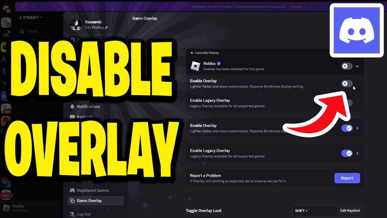 Как отключить оверлей Discord в Roblox