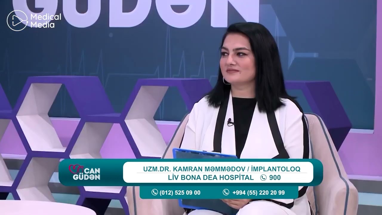 Tam dişsiz çənələrdə implantlarla bərpa. Bir gündə implant və çıxmayan diş. Xəzər tv, Cangüdən.