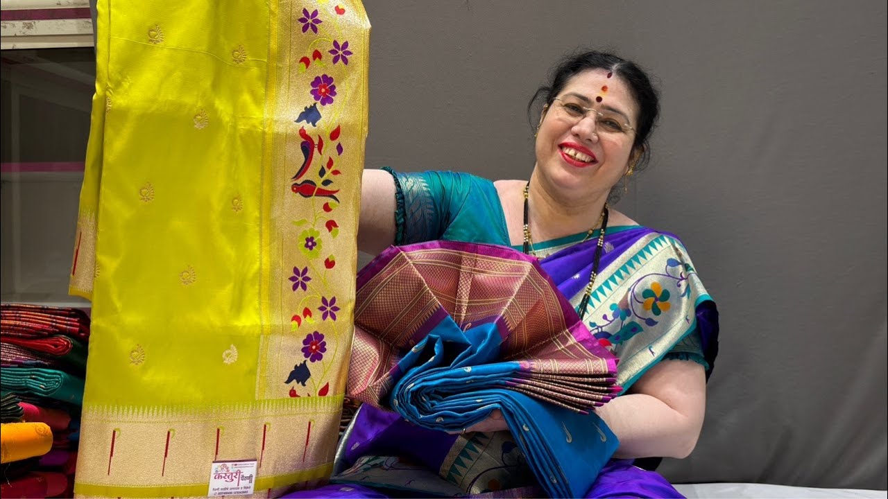 Satin Paithani Latest Collection 😱  | Kasturi Paithani live | Fancy Sarees live