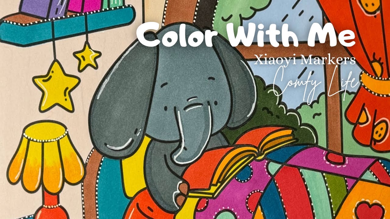 Color with me ASMR 🛏🌟 Comfy Life | Cute & Comfy Coloring Book | Xiaoyi Markers(no music, no talking)