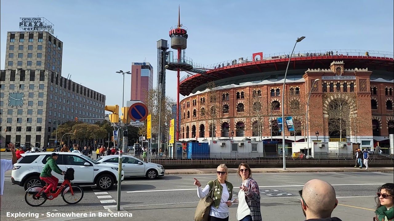 Barcelona - Gran Via - Walking Barcelona - Exploring (4K)