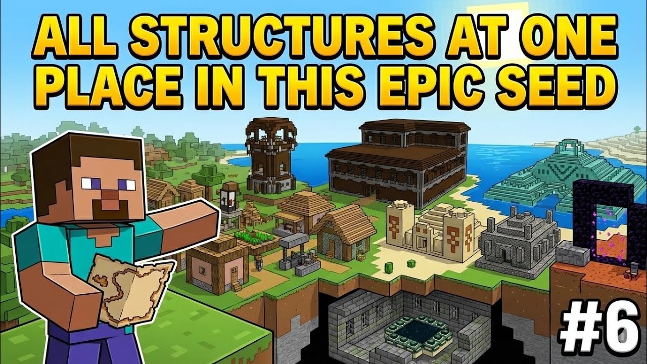 The Most Epic Seed of Minecraft where almost all the structures are present. Epic Experience 