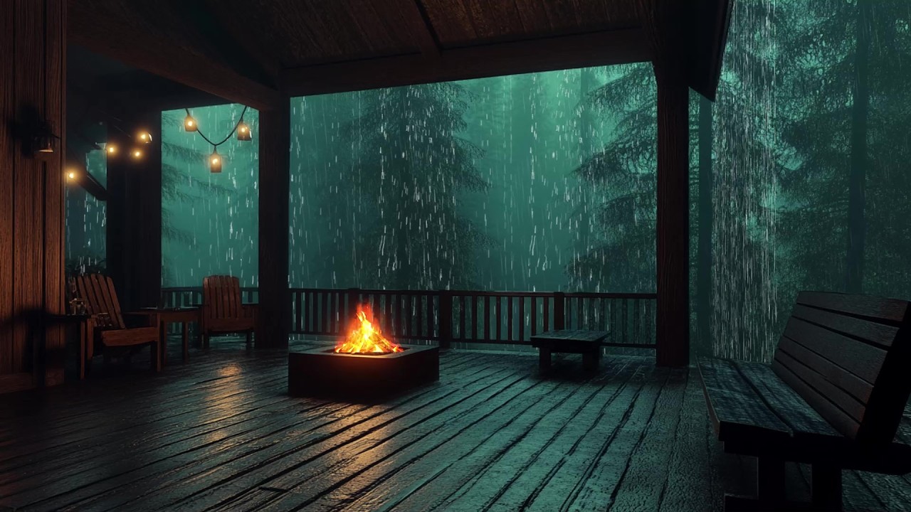Rain Falling on the Porch 🌧️ | Deep Relaxation & Anxiety Relief 😴 | Quiet Night Atmosphere