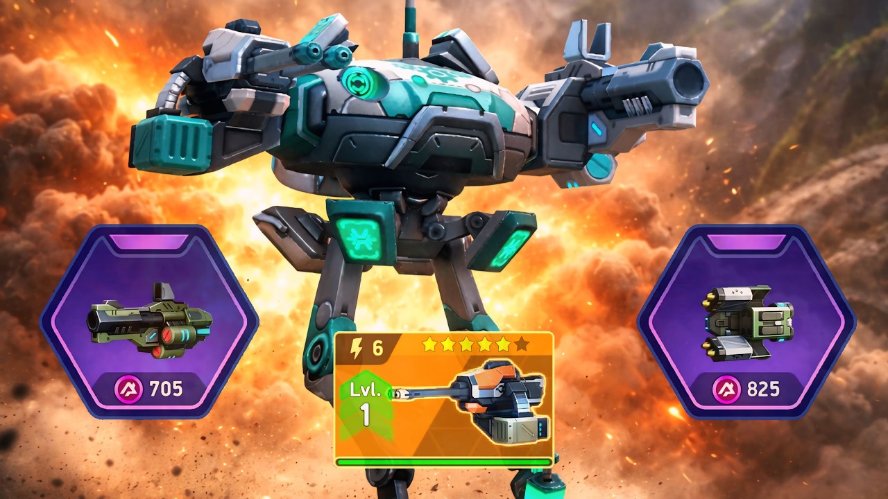 MD with Dreadshot 6, Cryo Launcher 8, Fuse Mortar 8 - Mech Arena