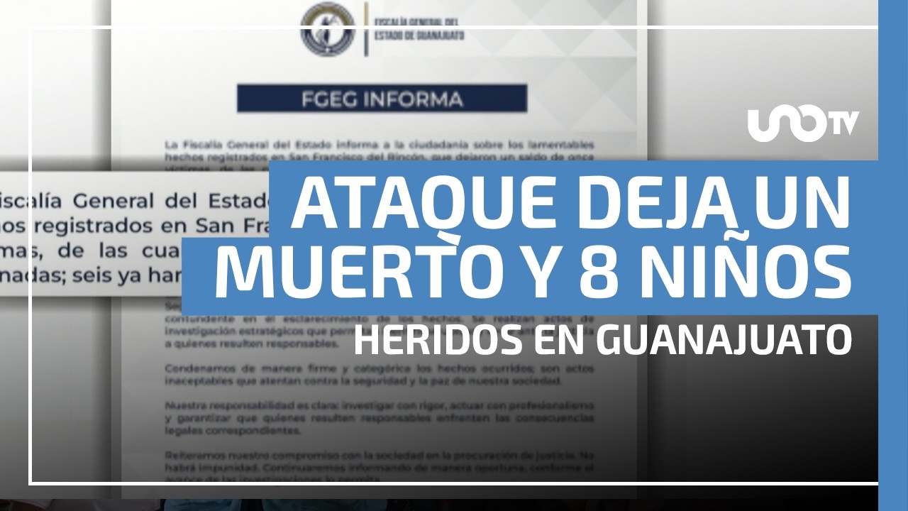 Ataque armado deja un muerto y 8 niños heridos en parque de San Francisco del Rincón