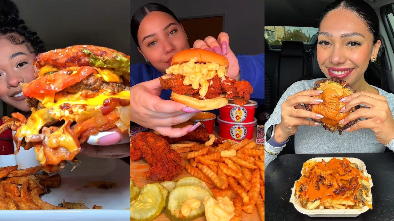 TIKTOK Mukbang Compilation | Five Guys, Dave's Hot Chicken, McDonald's, Wingstop & More!