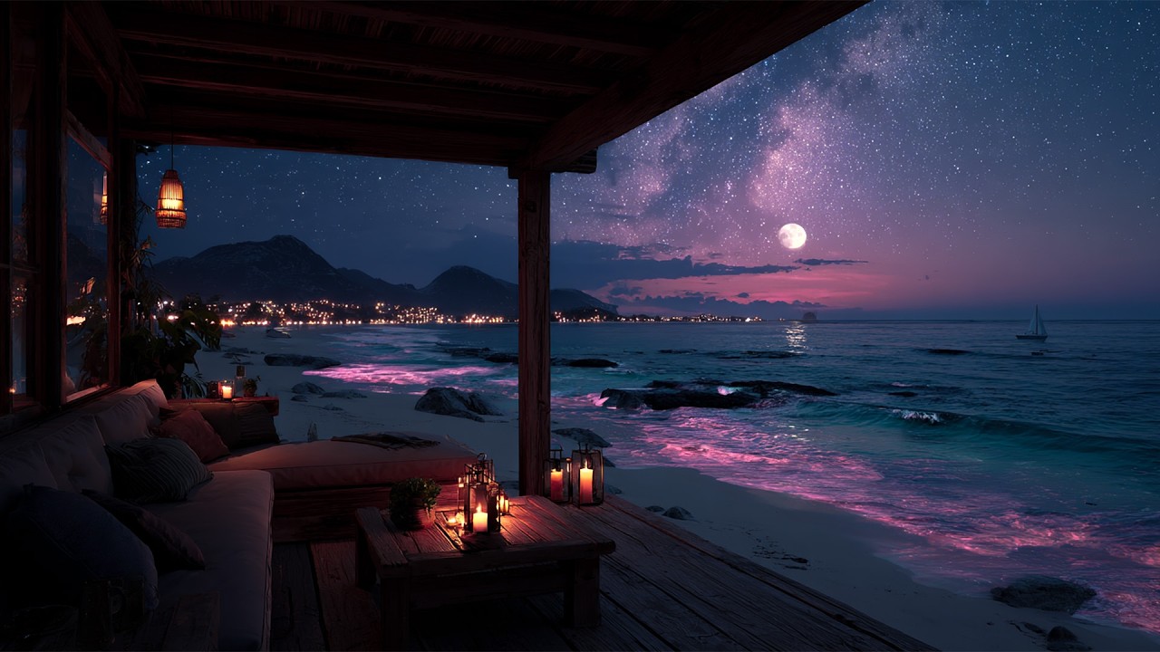 Deep Sleep Music – Soothing Piano on Beach Night to Fall Asleep Faster, Stress Relief & Meditation