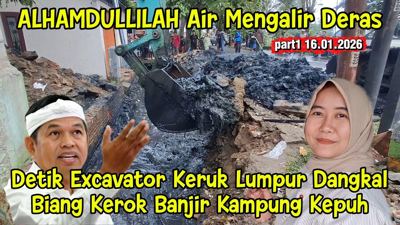 ALHAMDULILLAH Air Mengalir Deras‼️ Excavator Keruk Lumpur Dangkal Kali Apur #dedimulyadi #kdm