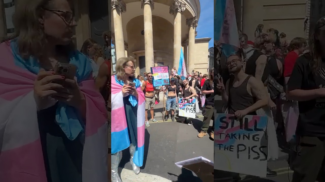 Crossdressing men, topless women and vulnerable young people in every direction&hellip; #TransPrideLondon