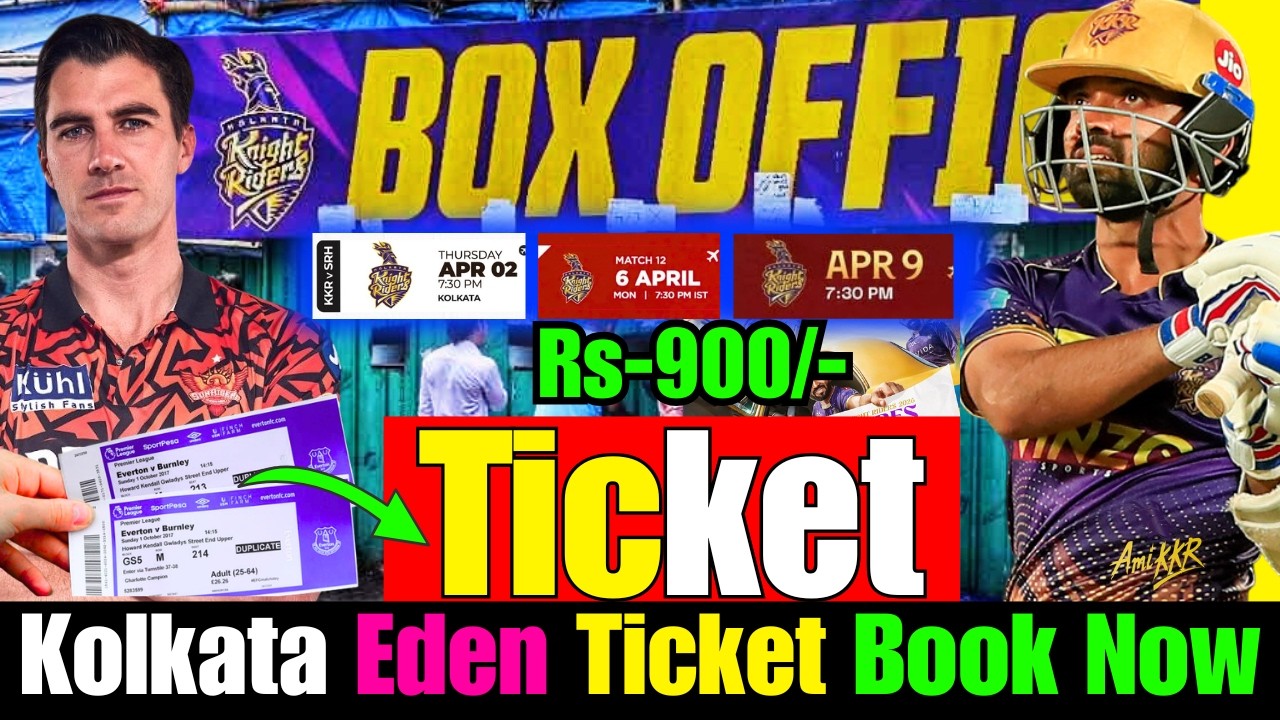 TATA IPL Kolkata Eden Garden Ticket Book Now.KKR vs SRH,KKR vs LSG,KKR vs PBKS Ticket Book Now