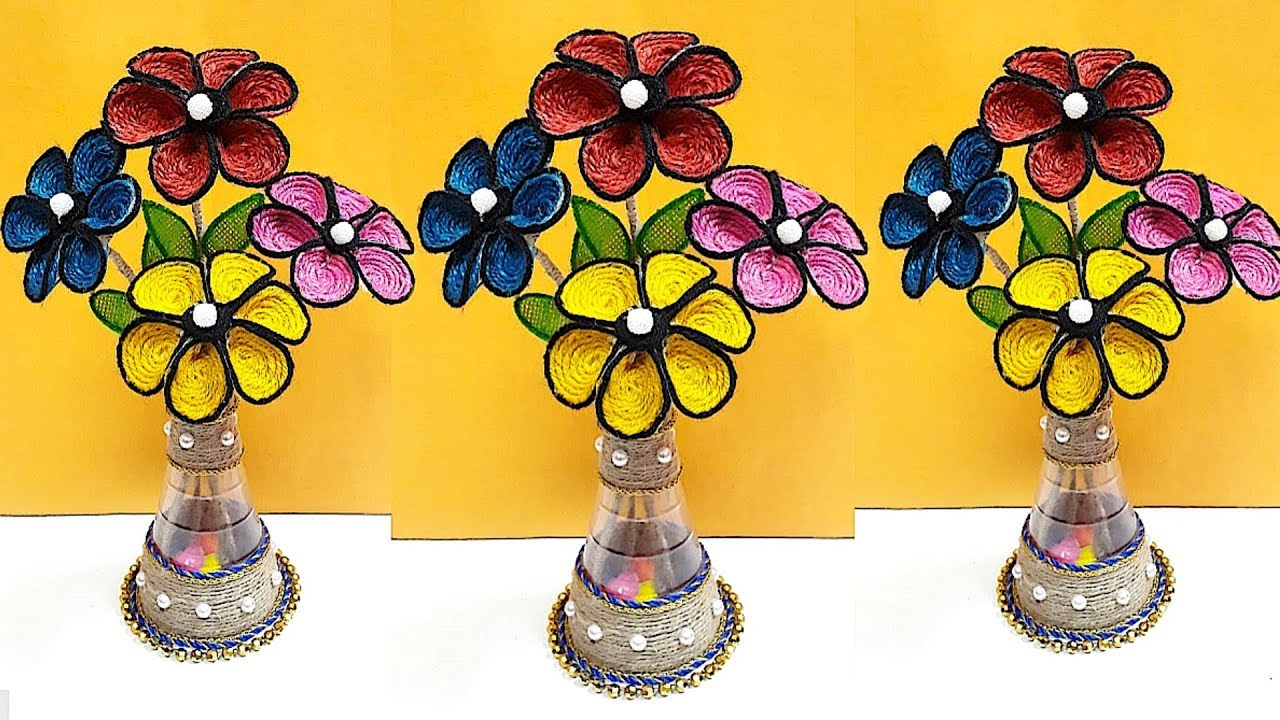 DIY Guldasta made from Plastic Bottle and Jute | Best out of waste |Jute craft idea