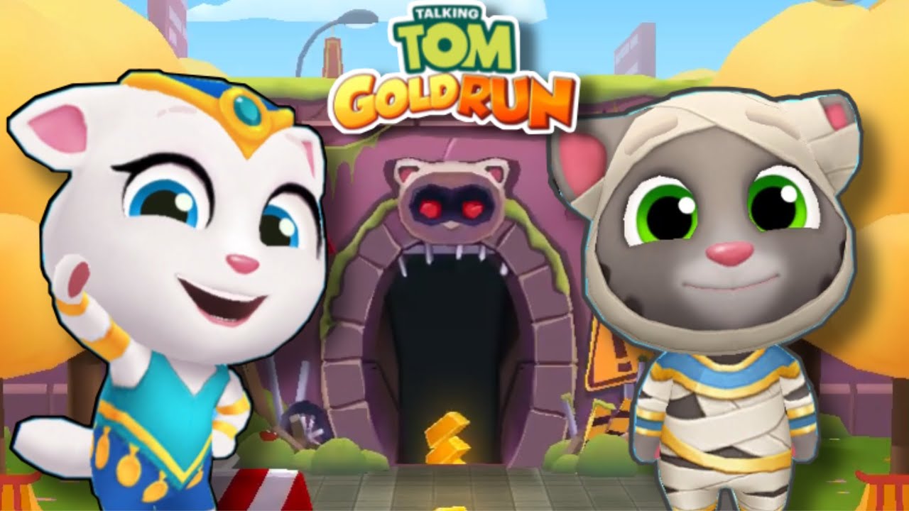 TALKING TOM GOLD RUN GAMEPLAY | ELF ANGELA VS MUMMY TOM