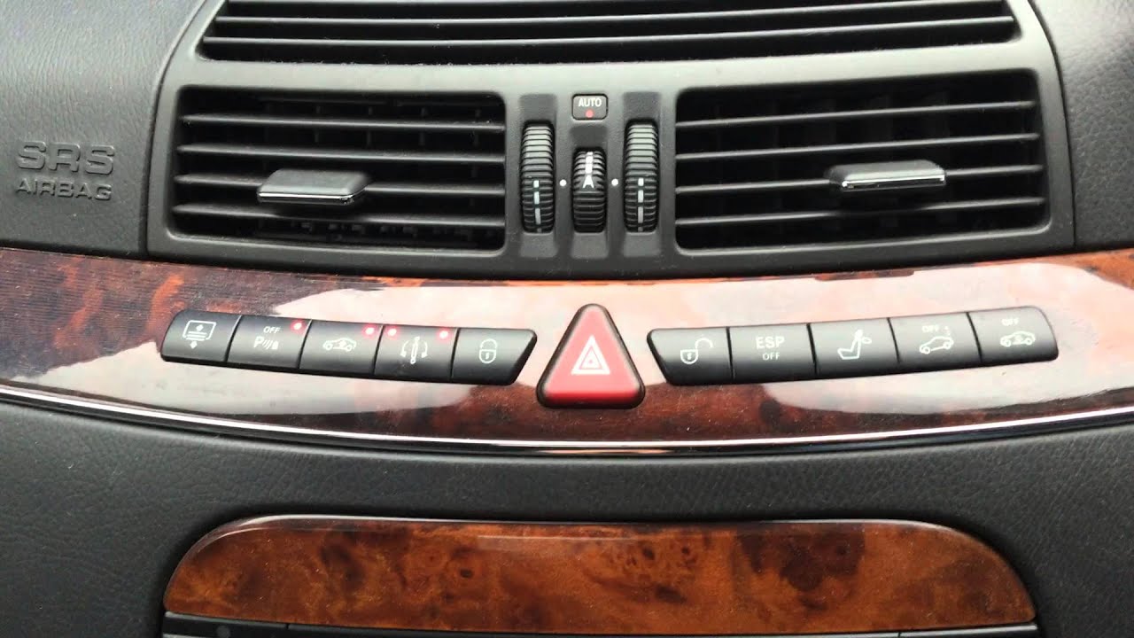 Руководство пользователя по центральным переключателям приборной панели Mercedes W220 S-класса S3...