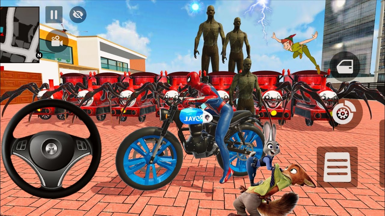 🦚 Indian Thift Auto🔥Spiderman & Zom Bie Showroom 3D Game🏎️ Lot's of Police Car 🎉 Granny Running 