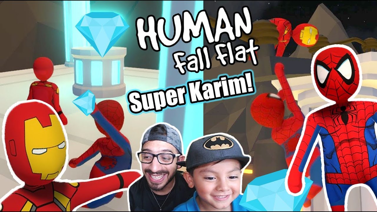 Spiderman en Mundo de Plastilina | Super Karim Human Fall Flat | Juegos Karim Juega