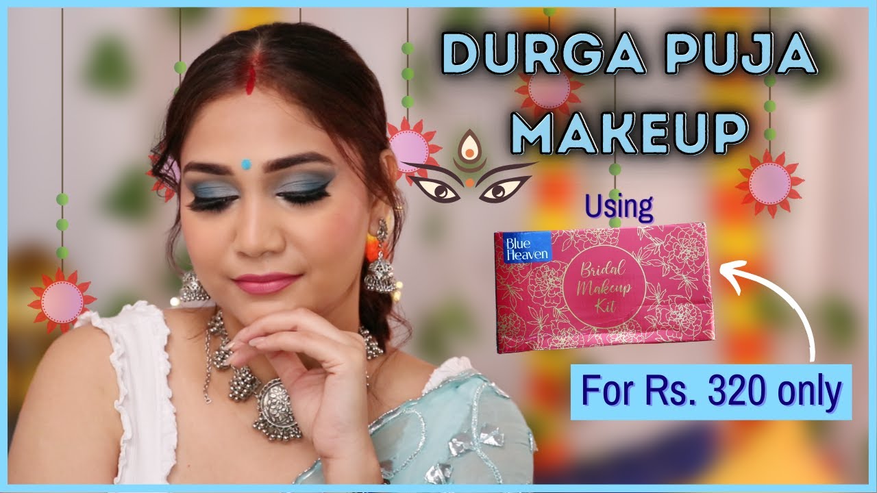 Most Affordable Durga Puja Makeup in Under Rs. 350😱 | Blue Heaven Bridal Kit Makeup Kit @ Rs. 320 😱