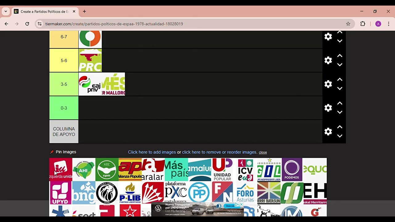 TIER LIST PARTIDOS POLÍTICOS ESPAÑOLES desde 1978