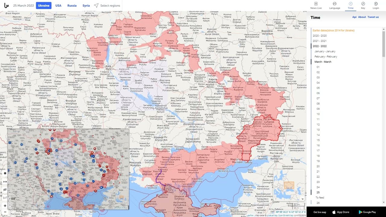 Ukraine Russia War Interactive Map Timelapse up to 11.04.2022
