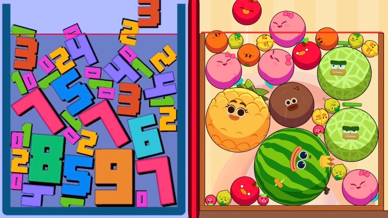🔢 Numeric Fusion Merge Numbers Puzzle VS 🍉 Fruit Clash Watermelon Gameplay 🎮