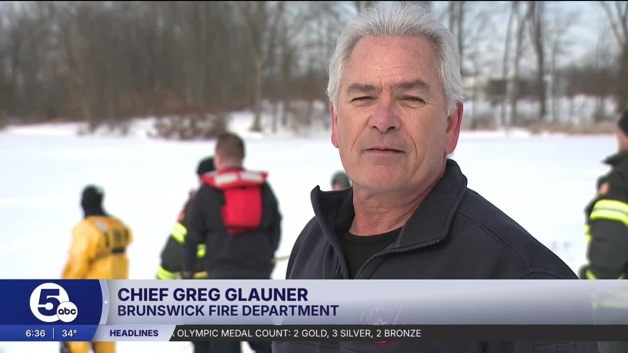 Firefighters practice ice rescue skills on local pond