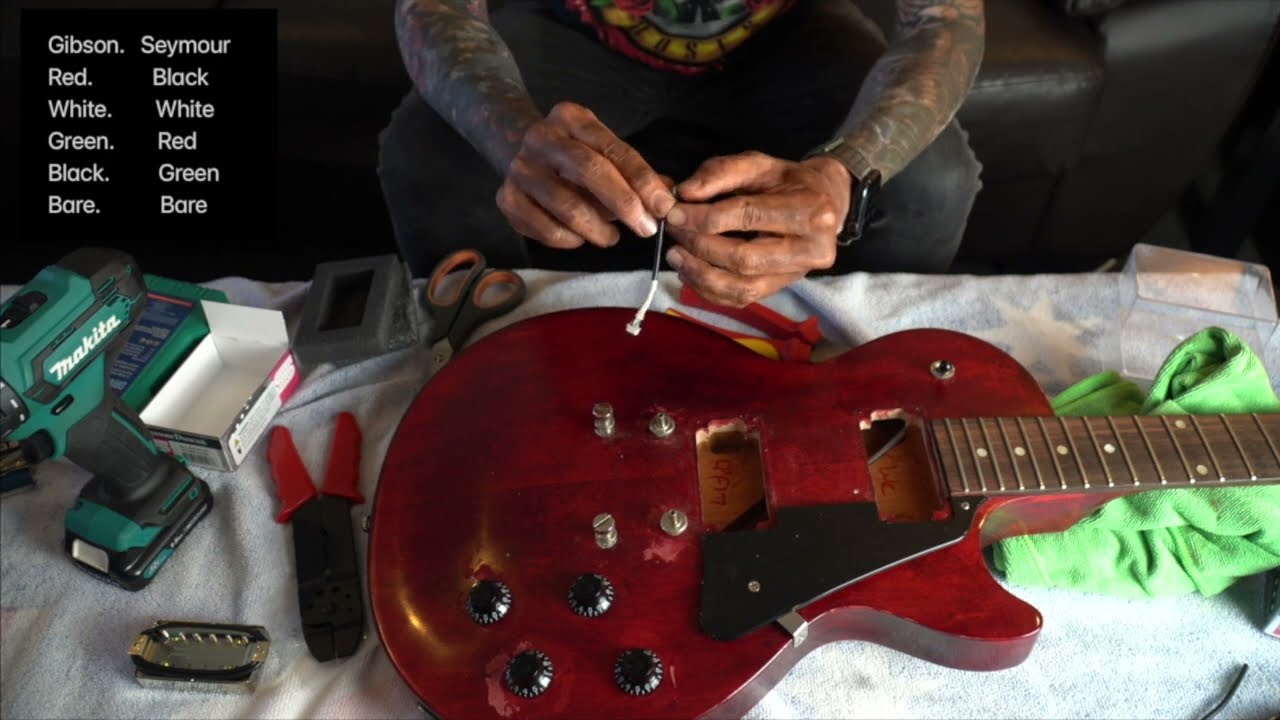 Установка звукоснимателей Seymour Duncan JB Jazz на гитару Gibson Les Paul. Быстроразъемный соеди...