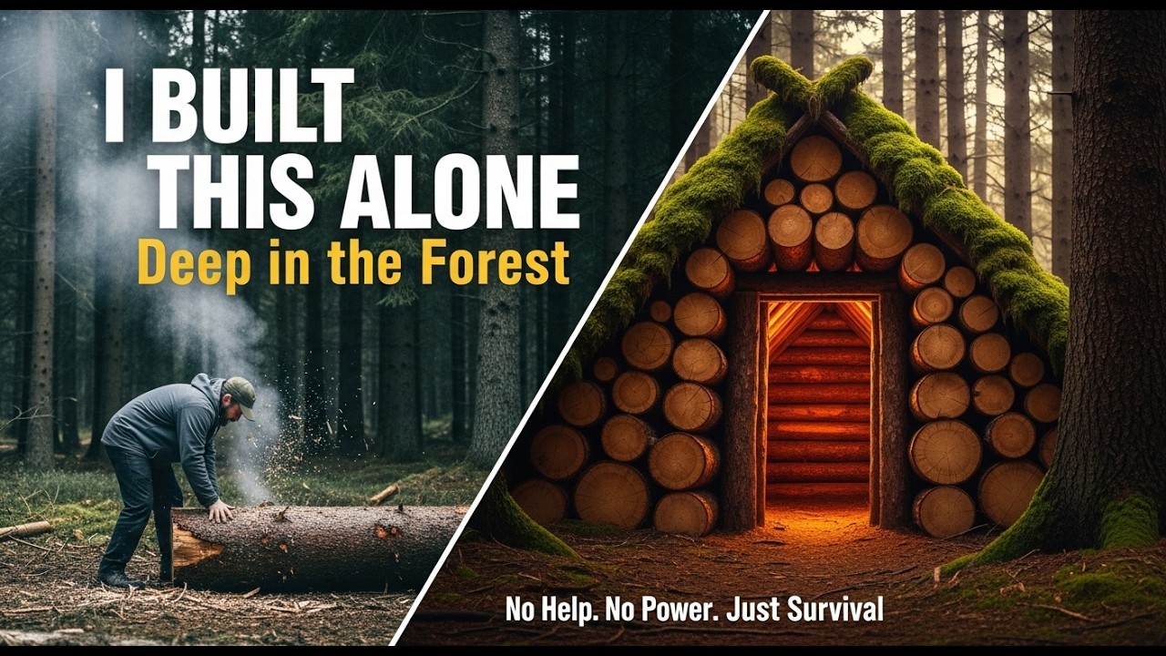 Building a Warm and Cozy Log Cabin in the Forest — He Built It Completely Alone #logcabin #bushcraft
