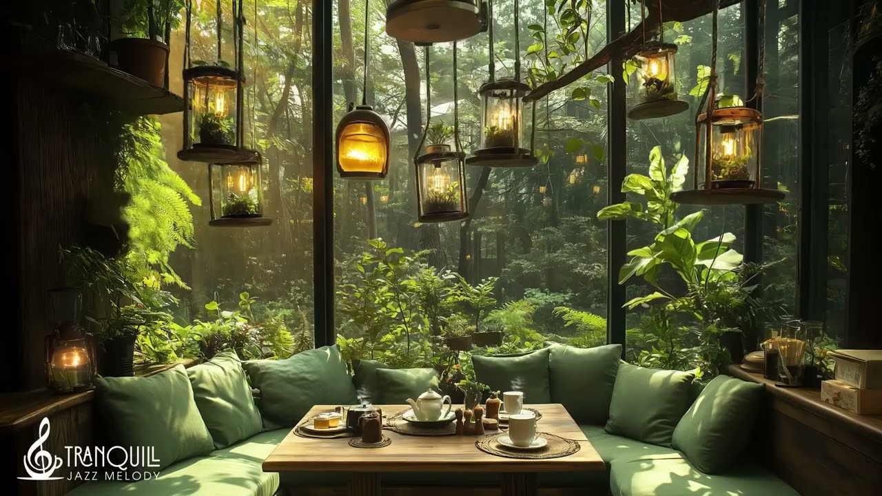 Forest Cafe Jazz Music   Morning Tranquill Jazz with Nature Therapy for Stress Relief, Study & Work