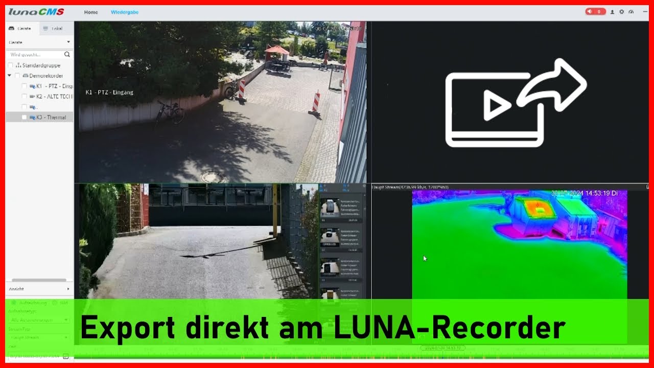 Export eines Videos direkt am LUNA Rekorder